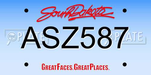 ASZ587 South Dakota License Plate