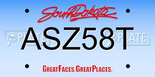 ASZ58T South Dakota License Plate