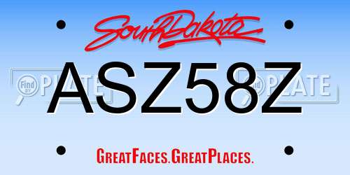 ASZ58Z South Dakota License Plate