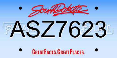 ASZ7623 South Dakota License Plate