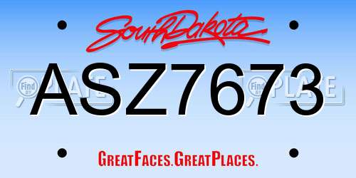 ASZ7673 South Dakota License Plate
