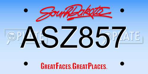 ASZ857 South Dakota License Plate