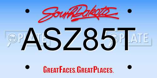 ASZ85T South Dakota License Plate