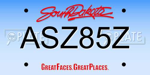 ASZ85Z South Dakota License Plate