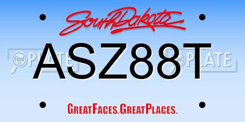 ASZ88T South Dakota License Plate