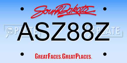 ASZ88Z South Dakota License Plate