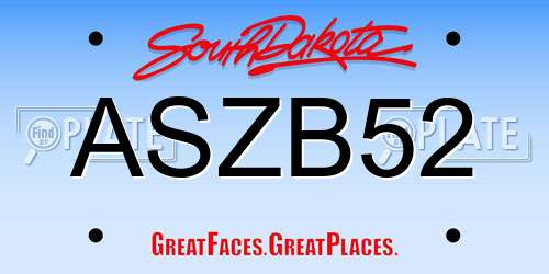 ASZB52 South Dakota License Plate