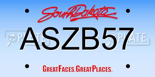 ASZB57 South Dakota License Plate