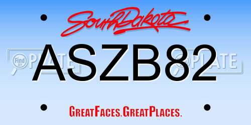 ASZB82 South Dakota License Plate