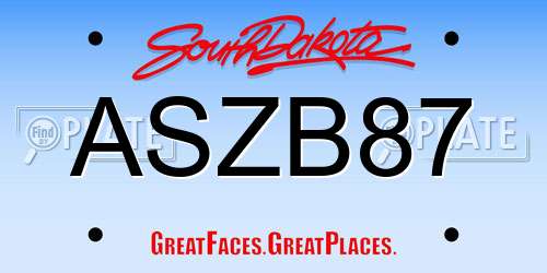 ASZB87 South Dakota License Plate