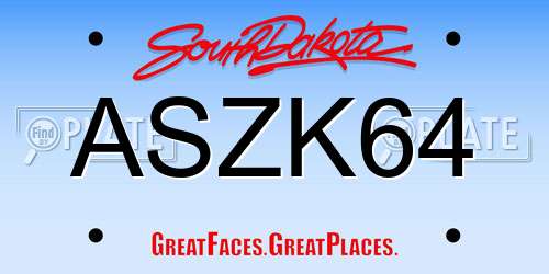 ASZK64 South Dakota License Plate