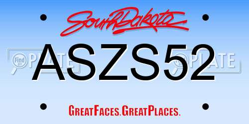 ASZS52 South Dakota License Plate