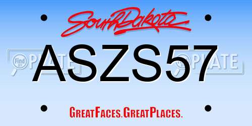 ASZS57 South Dakota License Plate