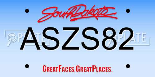 ASZS82 South Dakota License Plate