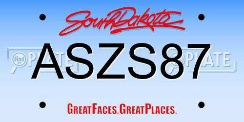 ASZS87 South Dakota License Plate