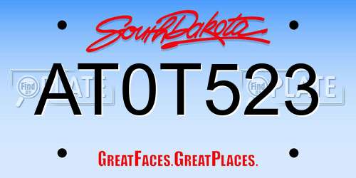 AT0T523 South Dakota License Plate