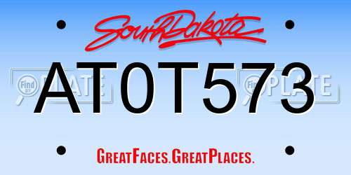 AT0T573 South Dakota License Plate