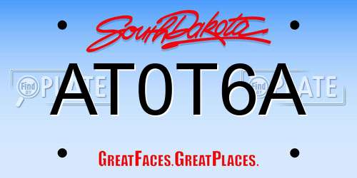 AT0T6A South Dakota License Plate