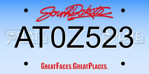 AT0Z523 South Dakota License Plate