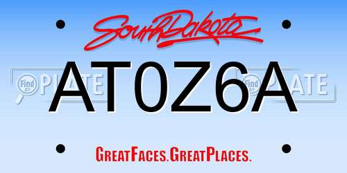 AT0Z6A South Dakota License Plate