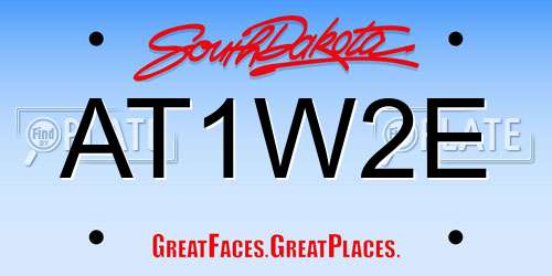 AT1W2E South Dakota License Plate