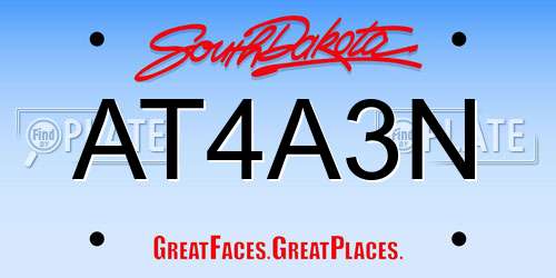 AT4A3N South Dakota License Plate