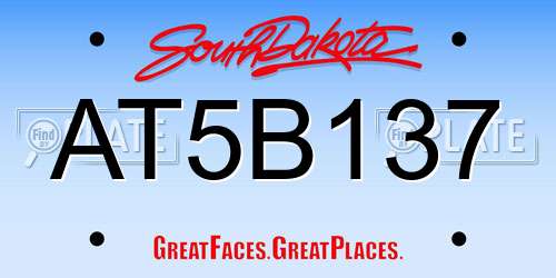 AT5B137 South Dakota License Plate