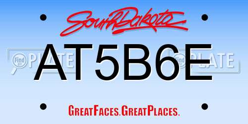 AT5B6E South Dakota License Plate