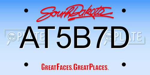 AT5B7D South Dakota License Plate