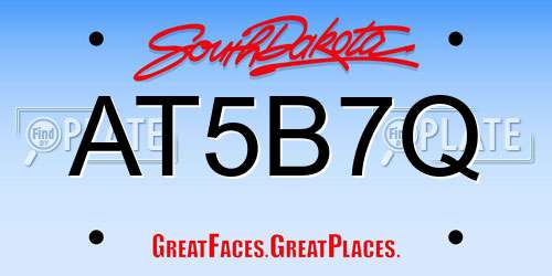 AT5B7Q South Dakota License Plate