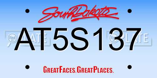 AT5S137 South Dakota License Plate