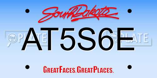 AT5S6E South Dakota License Plate
