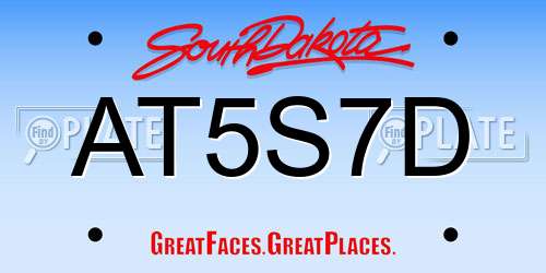 AT5S7D South Dakota License Plate