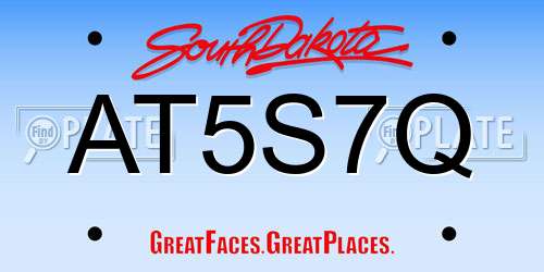 AT5S7Q South Dakota License Plate