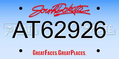 AT62926 South Dakota License Plate