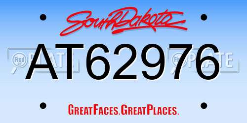 AT62976 South Dakota License Plate
