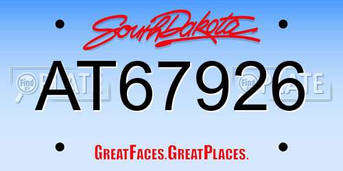 AT67926 South Dakota License Plate