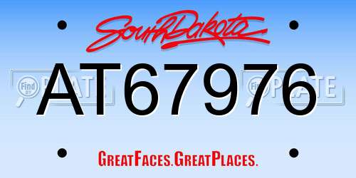 AT67976 South Dakota License Plate