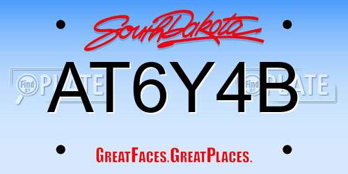 AT6Y4B South Dakota License Plate