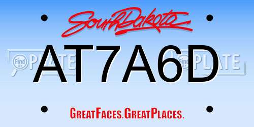 AT7A6D South Dakota License Plate