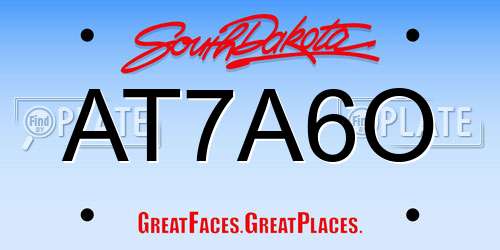AT7A6O South Dakota License Plate