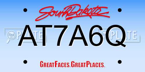AT7A6Q South Dakota License Plate