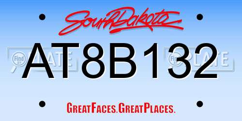 AT8B132 South Dakota License Plate