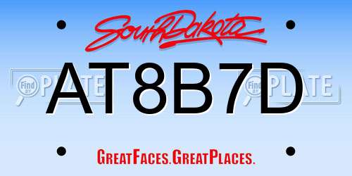 AT8B7D South Dakota License Plate