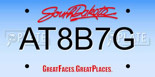 AT8B7G South Dakota License Plate