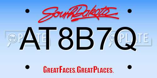 AT8B7Q South Dakota License Plate