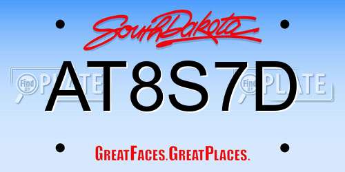 AT8S7D South Dakota License Plate