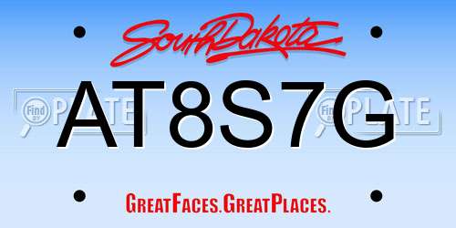 AT8S7G South Dakota License Plate