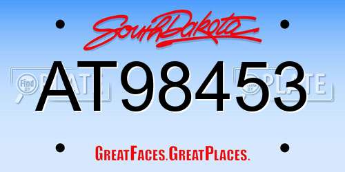 AT98453 South Dakota License Plate
