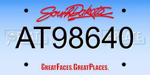 AT98640 South Dakota License Plate